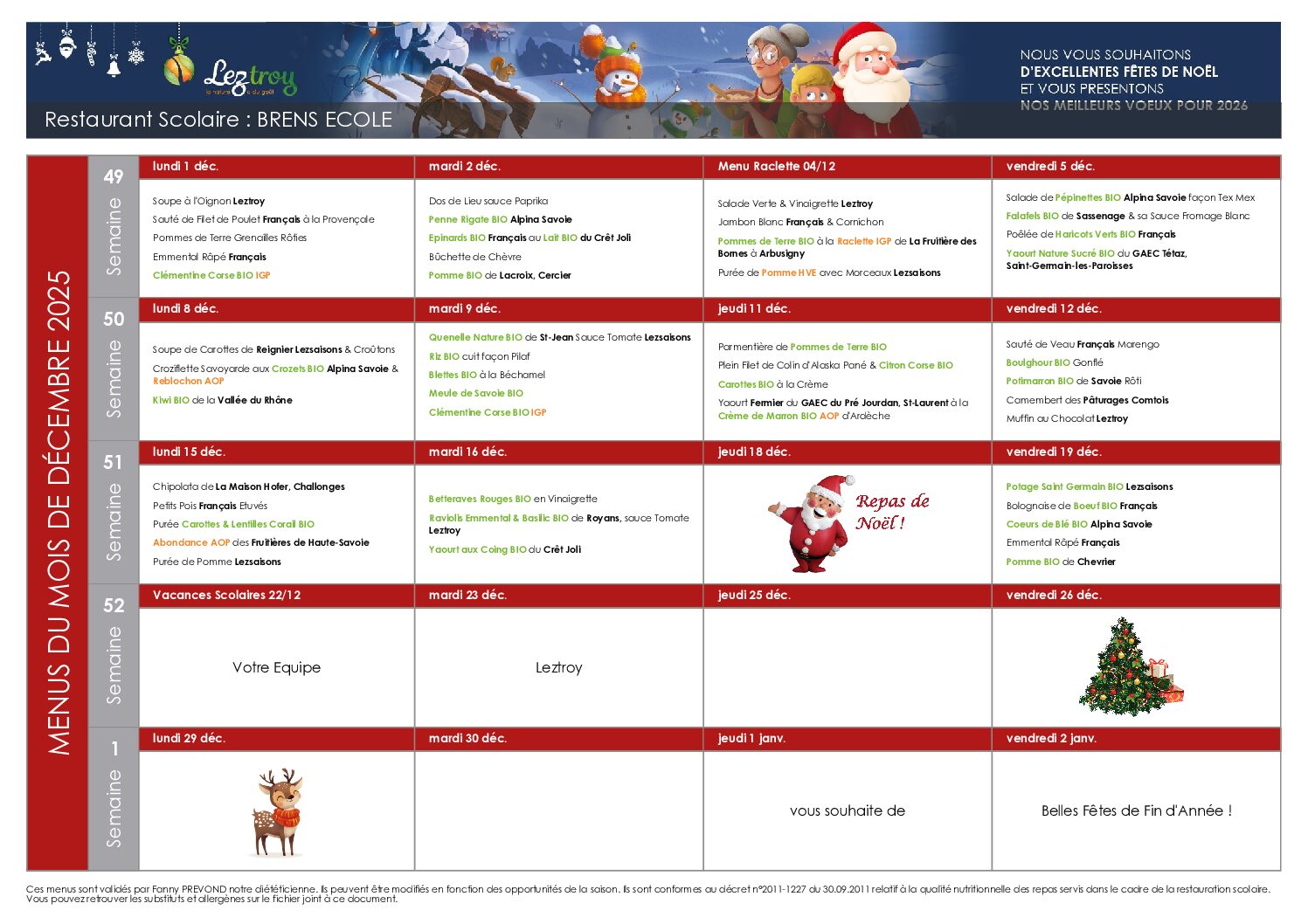 🍂 Nouveauté : menu de cantine ! 🍂