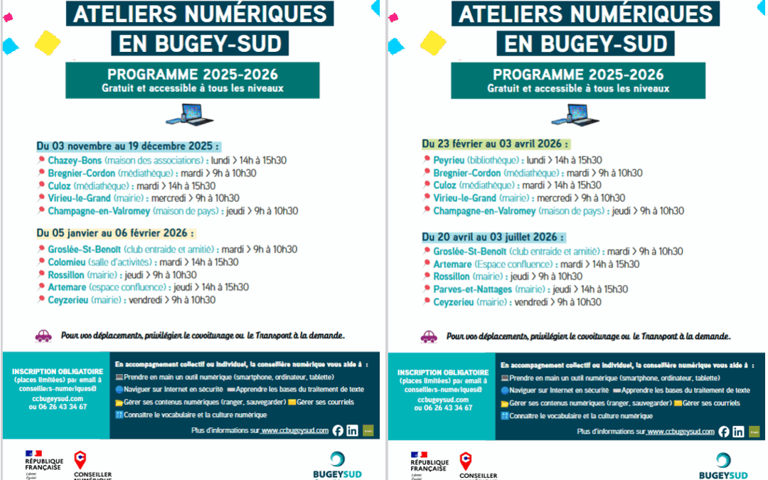 📢 Ateliers numériques – Inscription obligatoire