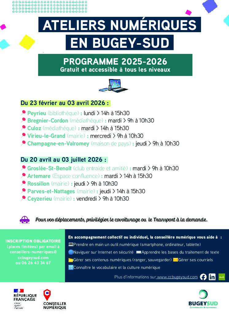 📢 Ateliers numériques – Inscription obligatoire