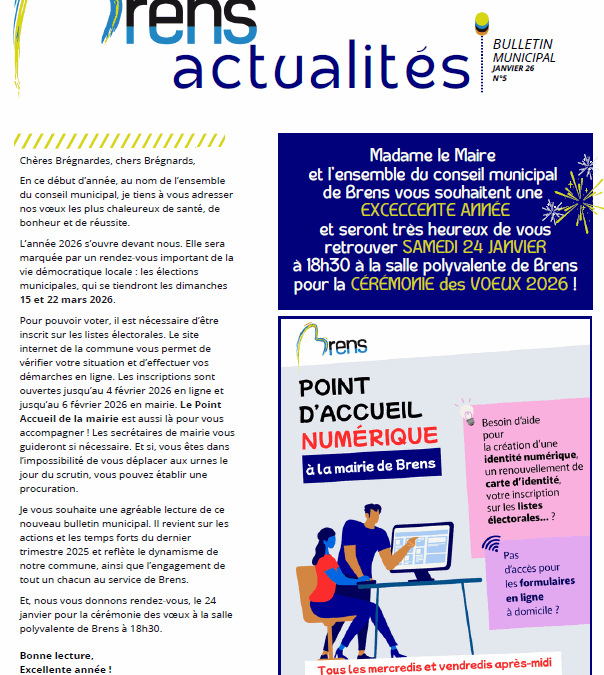 Brens actualités Janvier 2026