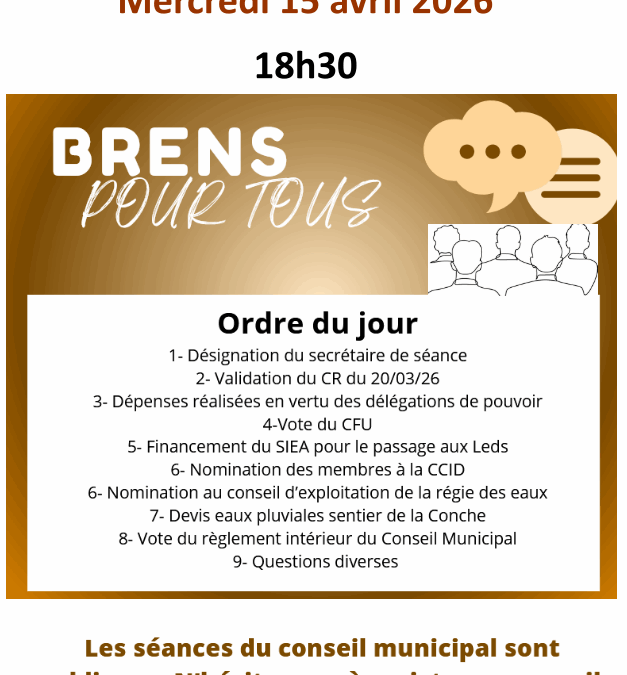 📣 Conseil municipal – Demain à 18h30
